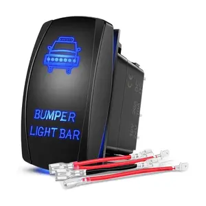 Nilight 5-Pin Laser Bumper Light Bar Rocker Switch, LED-Illuminated On/Off Control, Outdoor-Use Wiring-Equipped LED Light Switches with Wiring Diagram