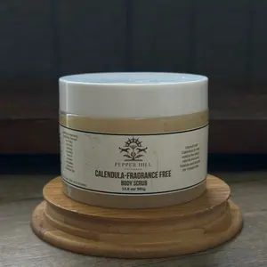 Pepper Hill Naturals Body Scrub - Calendula Fragrance Free - Moisturizing Body Scrub for Skin Care Gentle, skin barrier, exfoliating, leaves skin hydrated and glowing