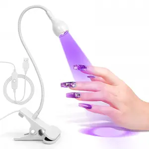 AORAEM Flexible Gooseneck LED Nail Lamp Mini Rechargeable UV for Gel Nails Home DIY Professional Nail Tools with Power Adapter Polish Manicure Acrylic Overlays Aluminium