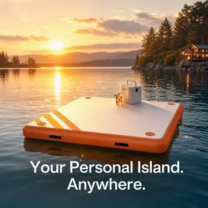 Inflatable Floating Dock Platform, 6x5/8x6/10x6/10x10ft Swim Deck for Lake & Ocean, Heavy Duty PVC Floating Island with D-Rings for Boat Mooring, Non-Slip Summer Water Mat