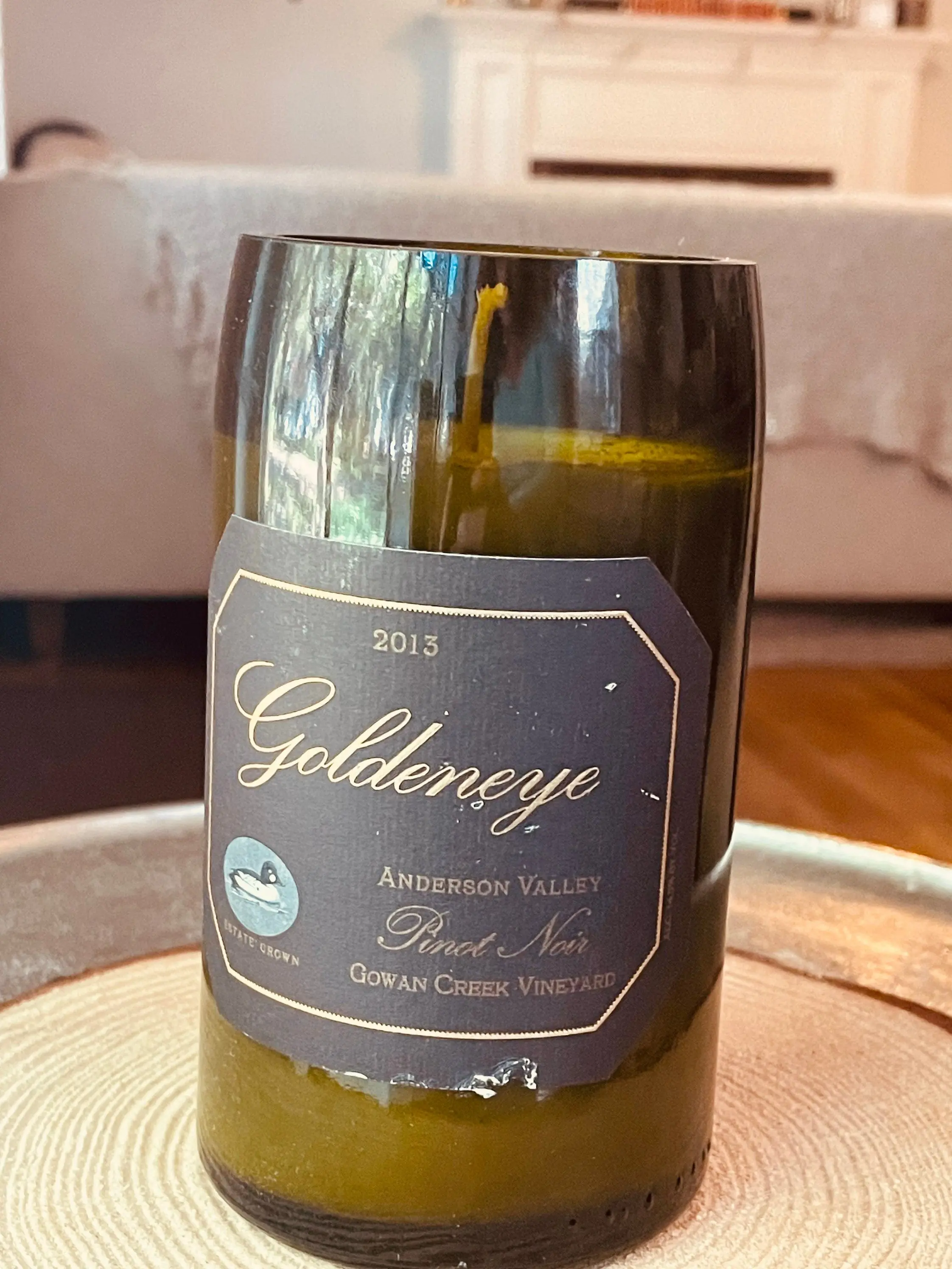Pinot Noir Wine Candle - Goldeneye Pinot noir bottle - DECONSTRUCTED CANDLES - soy wax