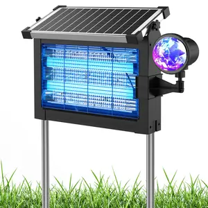 Solar Bug Zapper & Projection Light 2-in-1 Outdoor Waterproof Electric Mosquito Racket Rechargeable Mosquito Lamp Product Features: 10W solar panel 4500V wireless mosquito capture system Ideal for backyards, patios, gardens, RVs, and camping