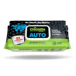 Auto (100 Cloths) - Crocodile Cloth Auto Cleaning Cloths - Huge Disposable Wipes - Cleans Grease, Oil, and Adhesives on Hands, Skin, Cars, Plastic