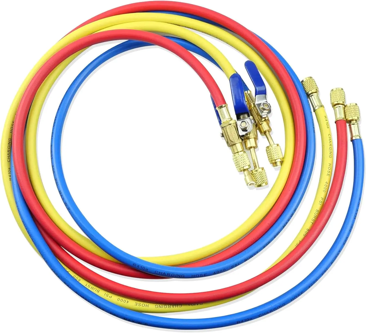 3Pack 29986 Plus II 1/4" Hose with Compact Ball Valve 72" Fit for R-410A Refrigerant Charging Hose Set