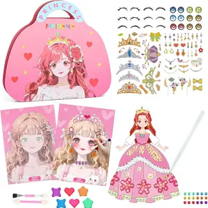 Princess Dress-Up & Craft Kit - Paper Makeup Play, DiamondPainting, Sticker Book -Perfect for Birthday, Christmas &Halloween Gifts, Back to school gift,Perfect for Winter, New Year, Diamond Painting Set