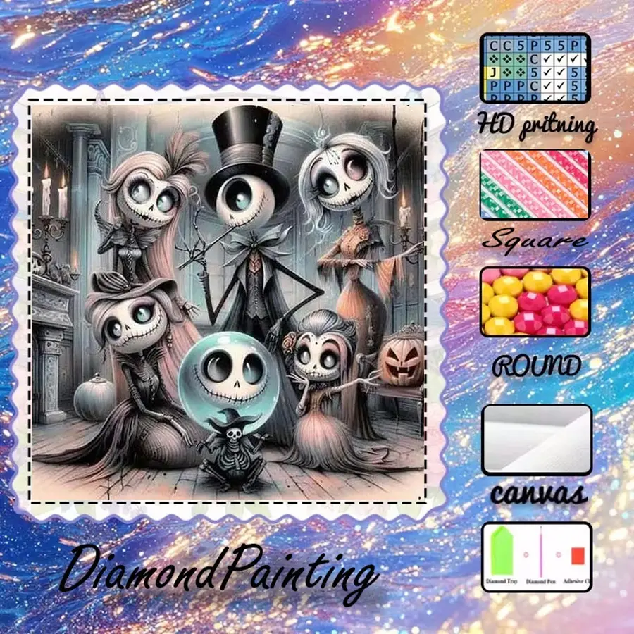 5D-DIY, high-grade velvet canvas, diamond art diamond painting gothic humor AB diamonds, fairy dust diamonds, crystal diamonds, perfect home decoration, handmade diamond art painting kit, special craft diamond art kit, Diamond Painting Kits