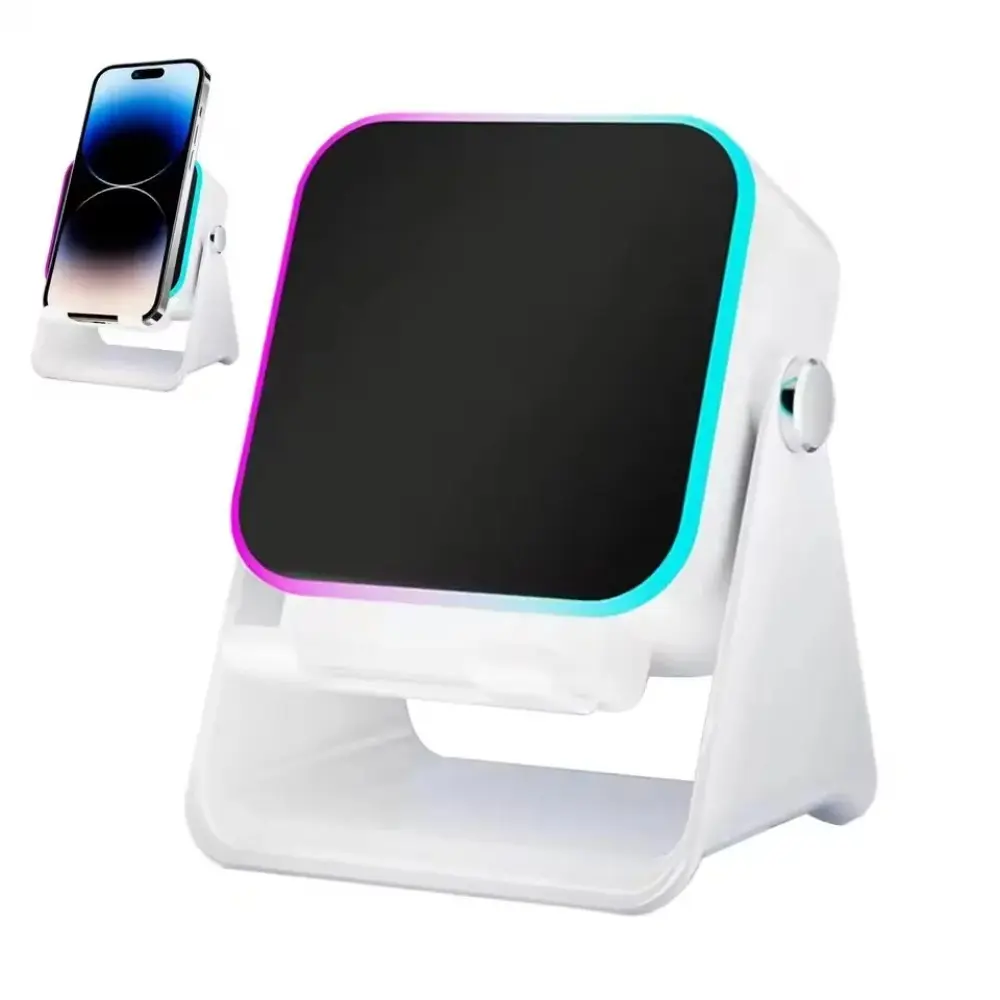 5-in-1 Upgraded Auto-Induction Wireless Speaker with 8 RGB Lights, Surround Sound, Portable Bluetooth Cell Phone Mount & Smartphone Stand for Mobile Phone Accessories, Cell Phone Mounts
