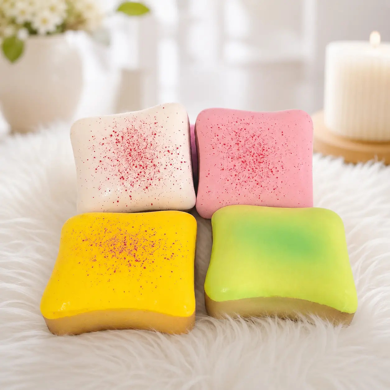 [Dealsforyou] Frosted Toast Squishy Toy, Soft PU Foam Bread Slice Squeeze Toy, 10.5 cm Sensory Fidget for Teens and Adults, Desk Gift