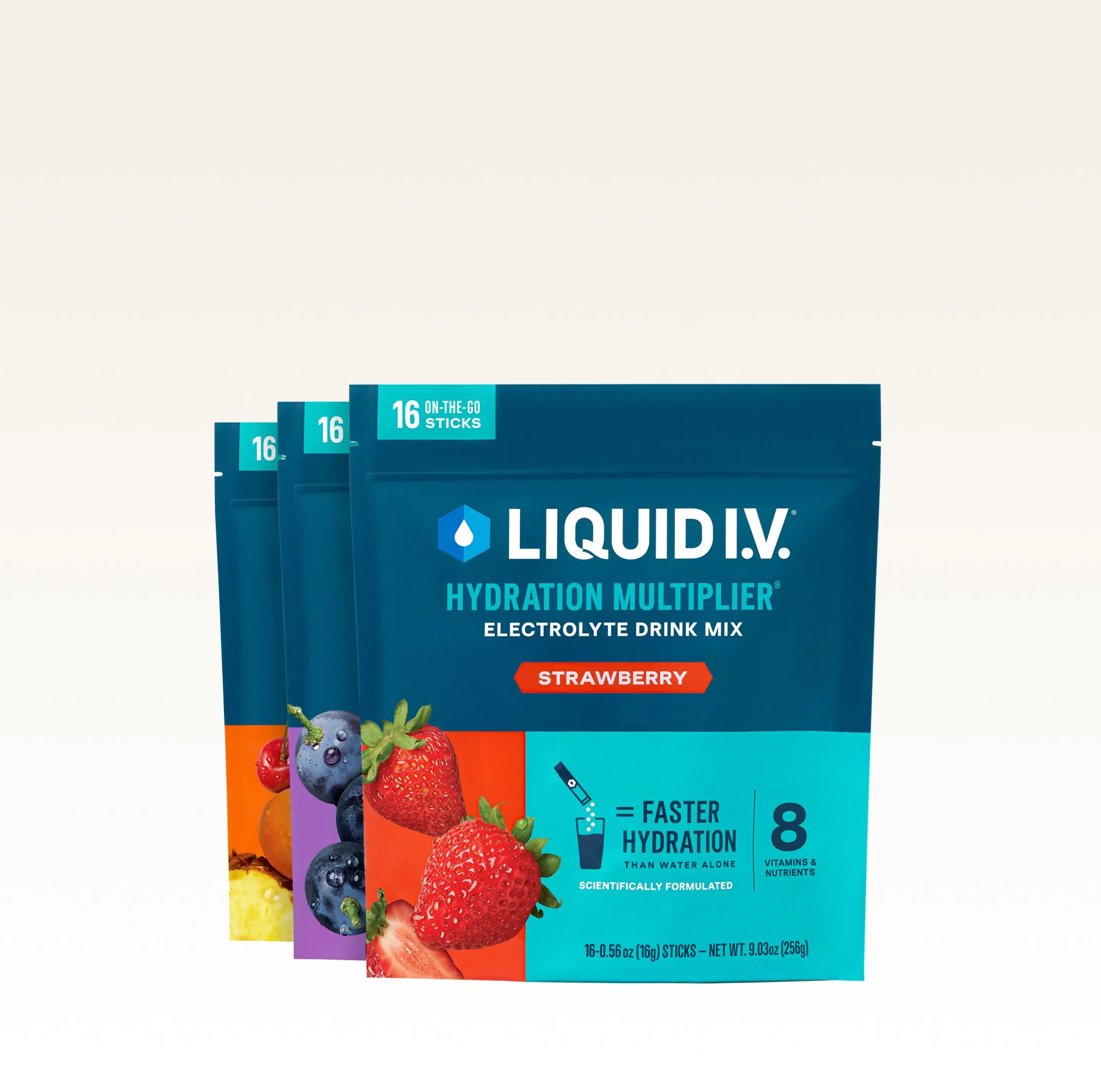 Liquid I.V. Hydration Multiplier - Everyone's Favorite Bundle - Hydration Powder Packets | Electrolyte Powder Drink Mix | Convenient Single-Serving Sticks | 8 Vitamins & Nutrients | 3 Pack (48 Servings)