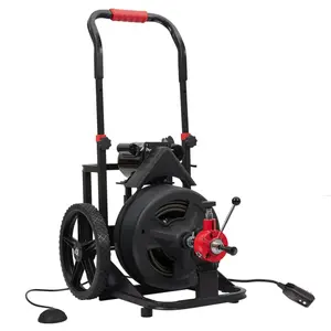 GARVEE Professional 100Ft Electric Drain Cleaner Machine with Auto-feed, 6.8A Power, Ideal for 1 to 4 Inch Pipes, Includes 6 Cutters and Glove, Plus 6PCS Drain Cleaner Cutter Head Set for Enhanced Cleaning Performance.