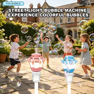 Automatic Bubble Machine, Rechargeable Lighted Bubble Maker, Adjustable Height, Outdoor Party Toy, Includes 90ML Bubble Solution