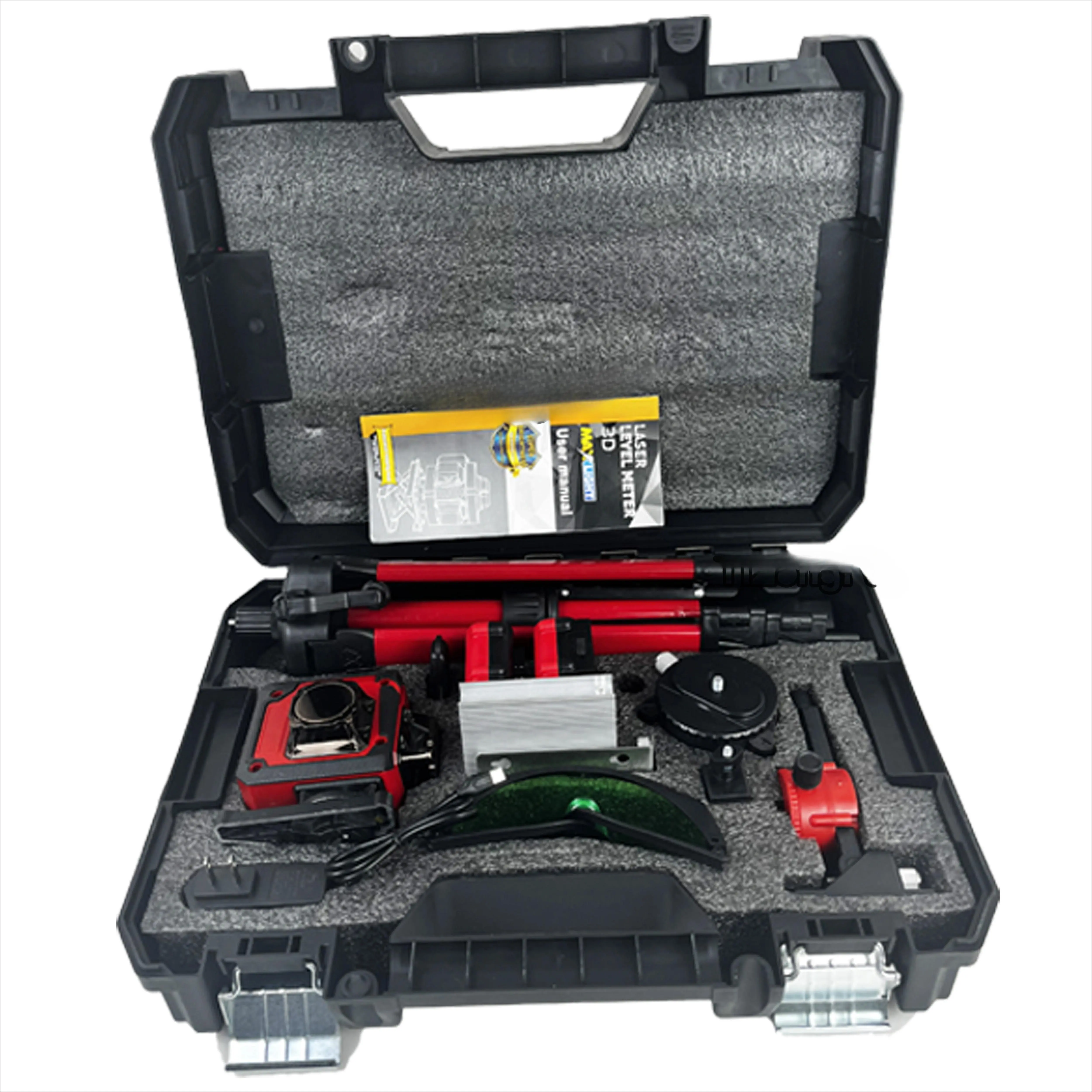 Milwaukee Self-Leveling Green Cross Line Laser Level Full Set for Builders - Construction Measuring Tool with Hard Case, Metal Frame, High-Torque Portable Drill, Multifunctional Ratchet Socket Wrench, Comprehensive Toolbox tripod mount pick impact driver