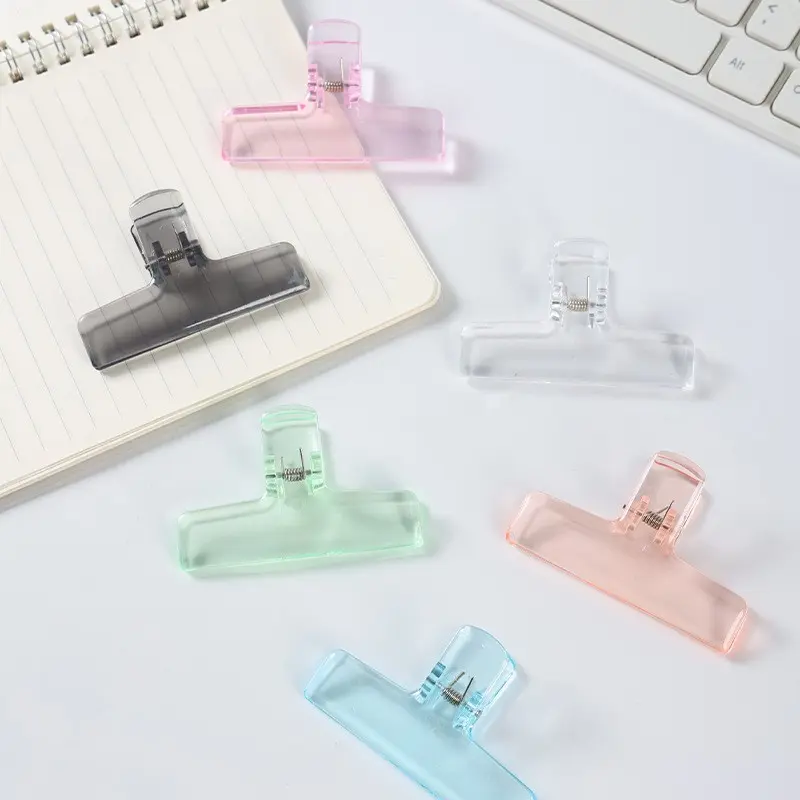 10 pcs Transparent Colorful Small Clips Fastener Clip Acrylic Exam Paper Tail Clip Document Organizer Office Duckbill Clamp, Multifunctional Stationery