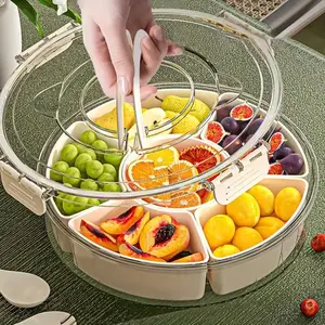 1 rotatable multifunctional snack tray with lid and handle - Large platter for cold cuts, vegetables, and fruit - Perfect for tacos, parties, and travel picnics Reusable Food Organizer Healthy Eating Containers