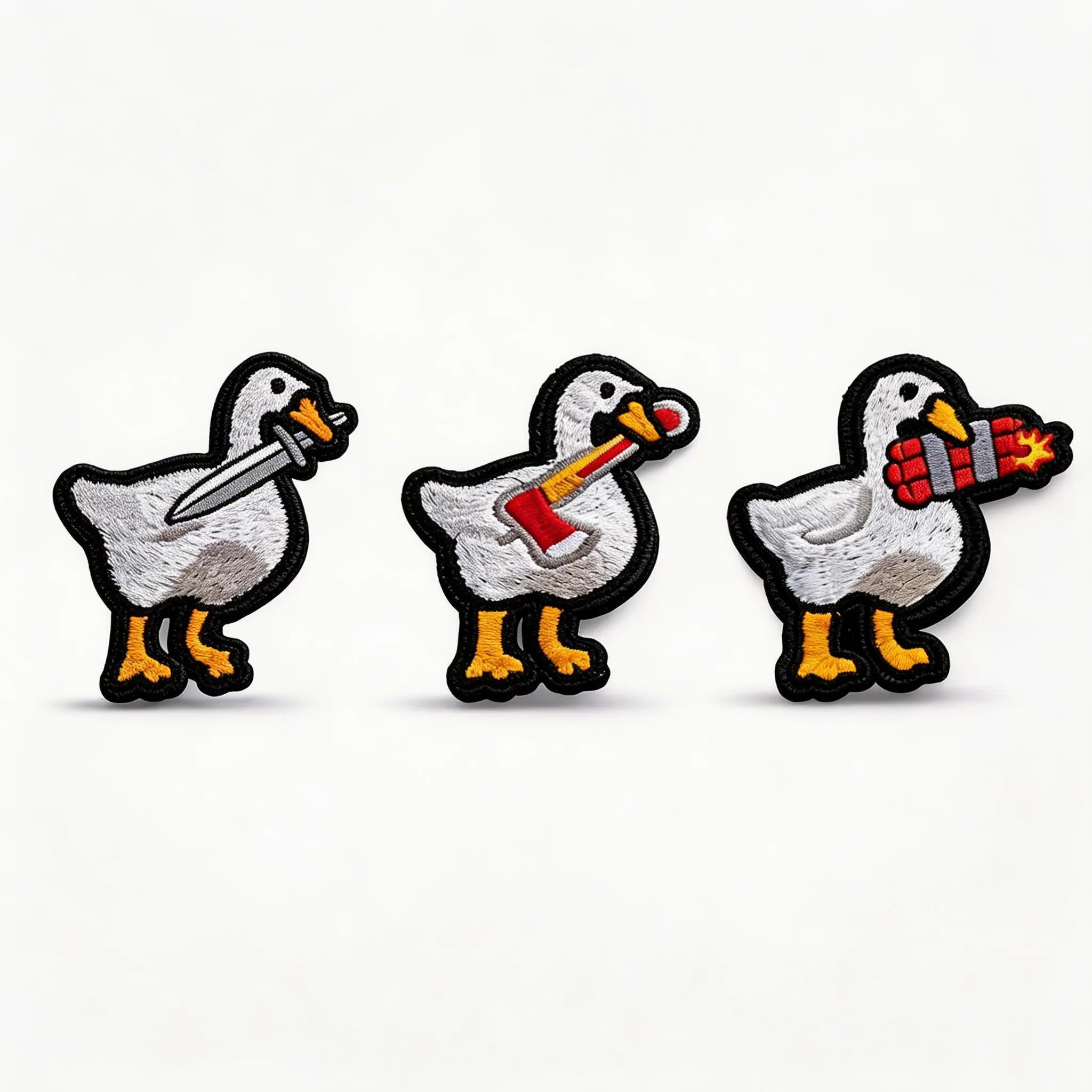 3Pcs Premium Embroidery Quality Funny Goose Polyester Iron-On Gear Patches - Tactical Meme Heat Adhesive Badge, Clean Edges, Durable Fade-Resistant Backing, Easy to Apply, Quick Clean Strong Hold for DIY on Jackets, Jeans, Backpacks, Hats
