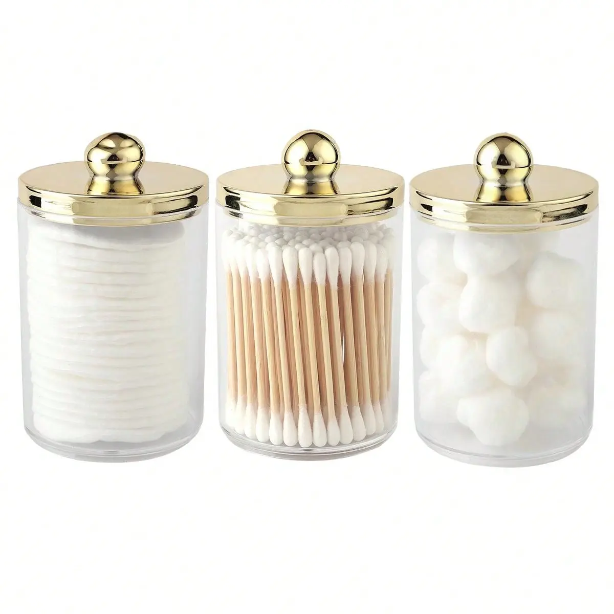 13pcs Swab Ball Pad Holder, Plastic Storage Container with Lid, 10 Oz Qtip Apothecary Jar Clear Storage Box Makeup Organizer, Bathroom Containers Dispenser, Storage Bottles