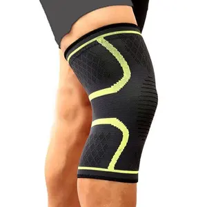 Unisex Nylon Compression Knee Brace - Breathable, Lightweight Support Sleeve for Running, Sports - Black, Yellow - 2XL