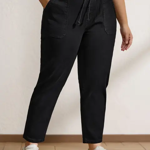 BloomChic Stretchy Threaded Waist Skinny-Fit Jeans 【M-6XL】