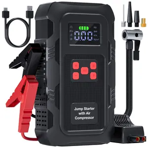 【FathersDayGift】HPBS Upgraded Portable Car Jump Starter, 6000A Peak 24000mAh with 150PSI Tire Inflator, 12V Car Battery Jump Starter, Fast Inflation, Power Bank with LED Light