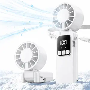 6000mAh Portable Handheld Fan –  Rechargeable Mini USB Fan with LED Display, Foldable Design, 199-Speed Powerful Personal Fan for Travel, Outdoor Activities & Beach