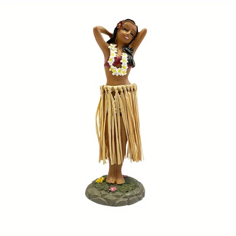 [Creative Hawaiian Doll] Creative Hawaiian Girl Doll Car Dashboard Ornament | 1pc Resin Head-Shaking Doll, Car Interior Decoration Accessories, Suitable for Home Desktop and Christmas, Halloween, Thanksgiving Gifts