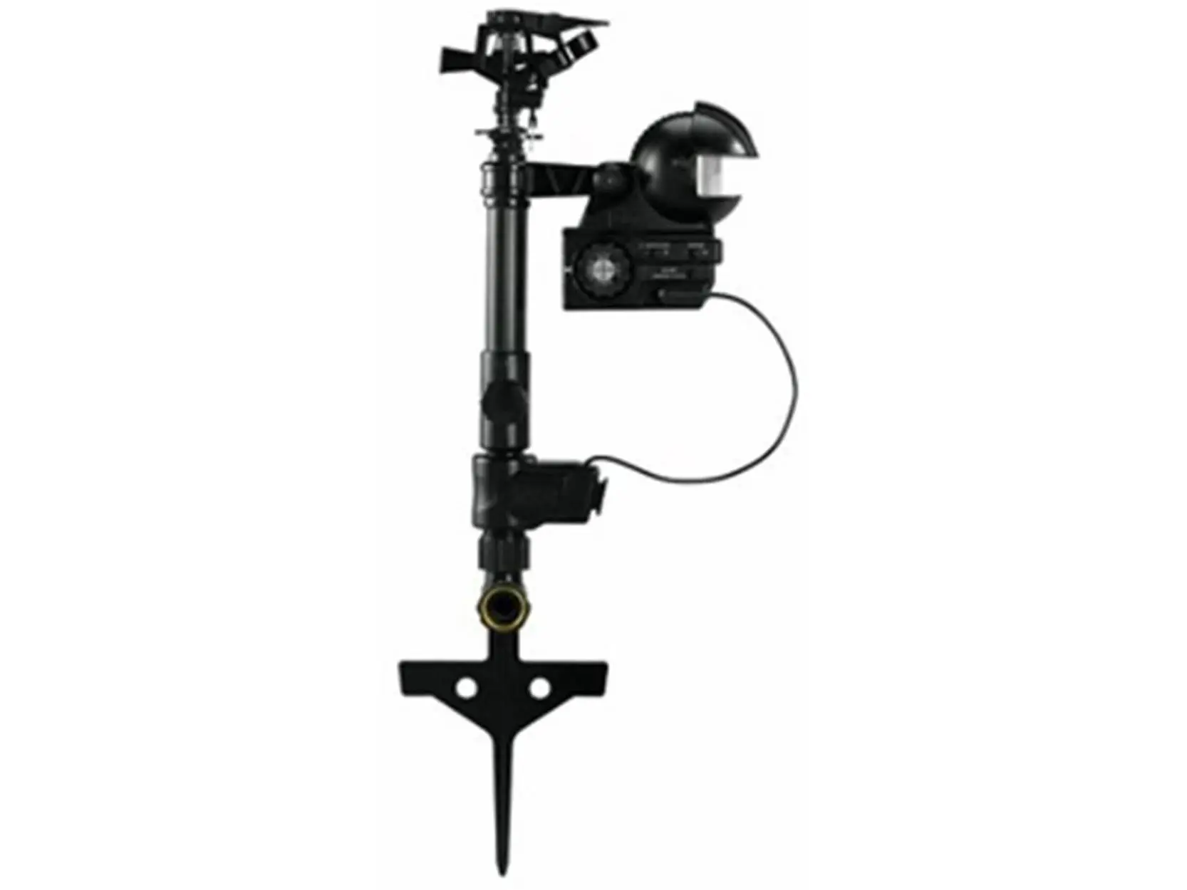 62100 Mounted Sensor Impact Sprinkler with Zinc Spike, 2.9 lbs, 6.3x6.6x12.1 in, Additional Outlet, Adjustable Sensitivity, Motion Trigger, Outdoor Garden Accessories for Home Watering & Irrigation, Sturdy Zinc Spike Provides Motion Activated Watering