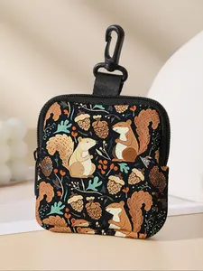 Squirrel Pattern Coin Purse, Multifunctional Storage Bag, Durable Polyester, Digital Printing, Key Card Holder, Ideal Gift