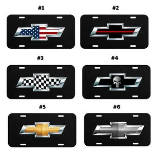 American Flag Bowtie License Plate, Patriotic USA Car Tag, Chrome Black Carbon Fiber Design
