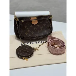 Pre-owned Louis Vuitton Multi Pochette Monogram Canvas Pink Webbing X230 26.05.06