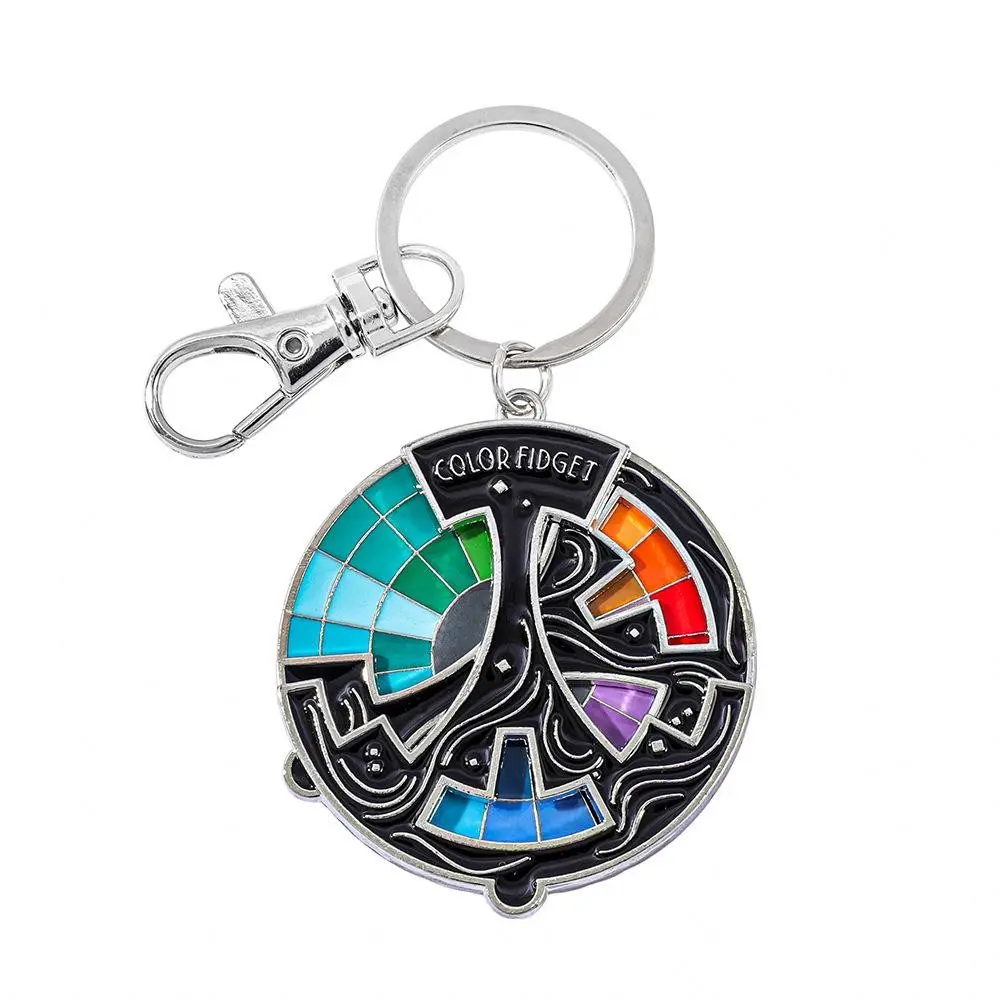 Colorful Enamel Pins, 20 Color Wheel Rotating Needles, Rotating Needle Design, Quick Tone Recognition, Creative Stress Relief, Perfect for Artists Painters Badges Gifts Keychains, Fidget Keyring, Sensory Fidget Keychain