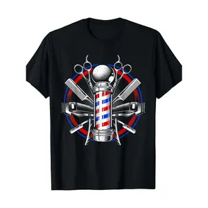 Funny Barber Gift For Men Barbershop Pole Tools Hairstylist T-Shirt Made in USA
