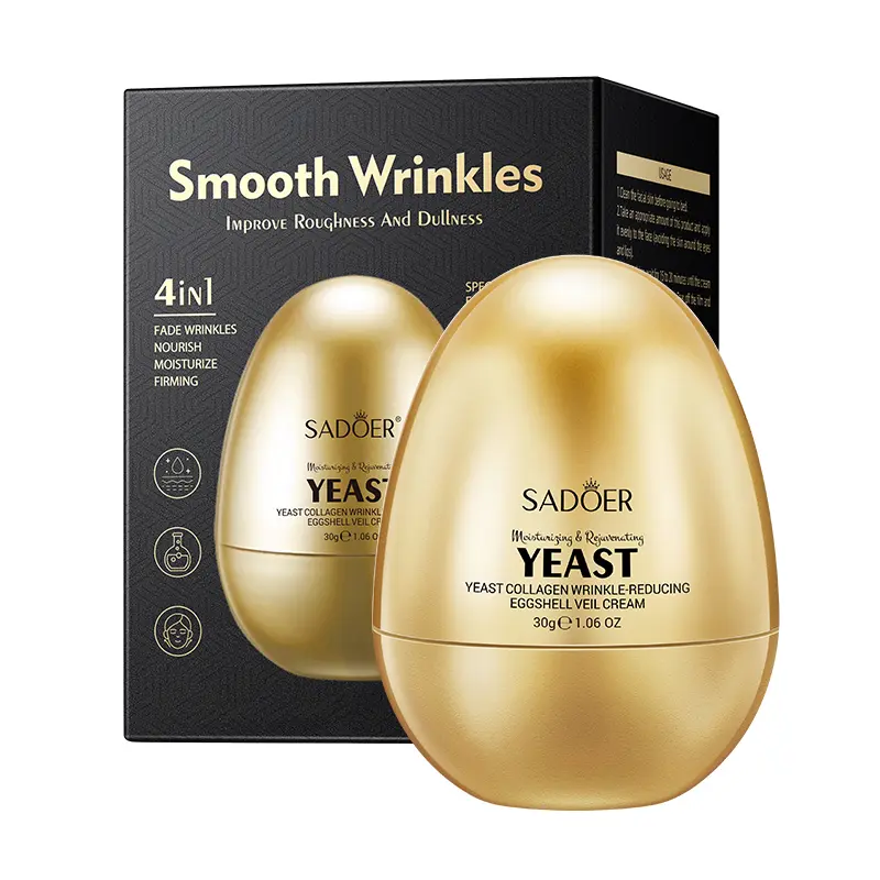 Sadoer Yeast Collagen Eggshell Veil Cream - Adult Facial Moisturizer for All Skin Types, Deep Nourishing Hydrator, Soothing Wrinkle-Reducing Skin Repair Perfector for Smoothing Lines, Enhancing Texture, Single Item