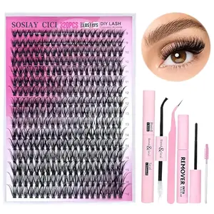 320PCS DIY Lash Clusters Kit, SOSIAY CICI D Curl Individual Lashes, All-in-One Lash Extension Tool Set