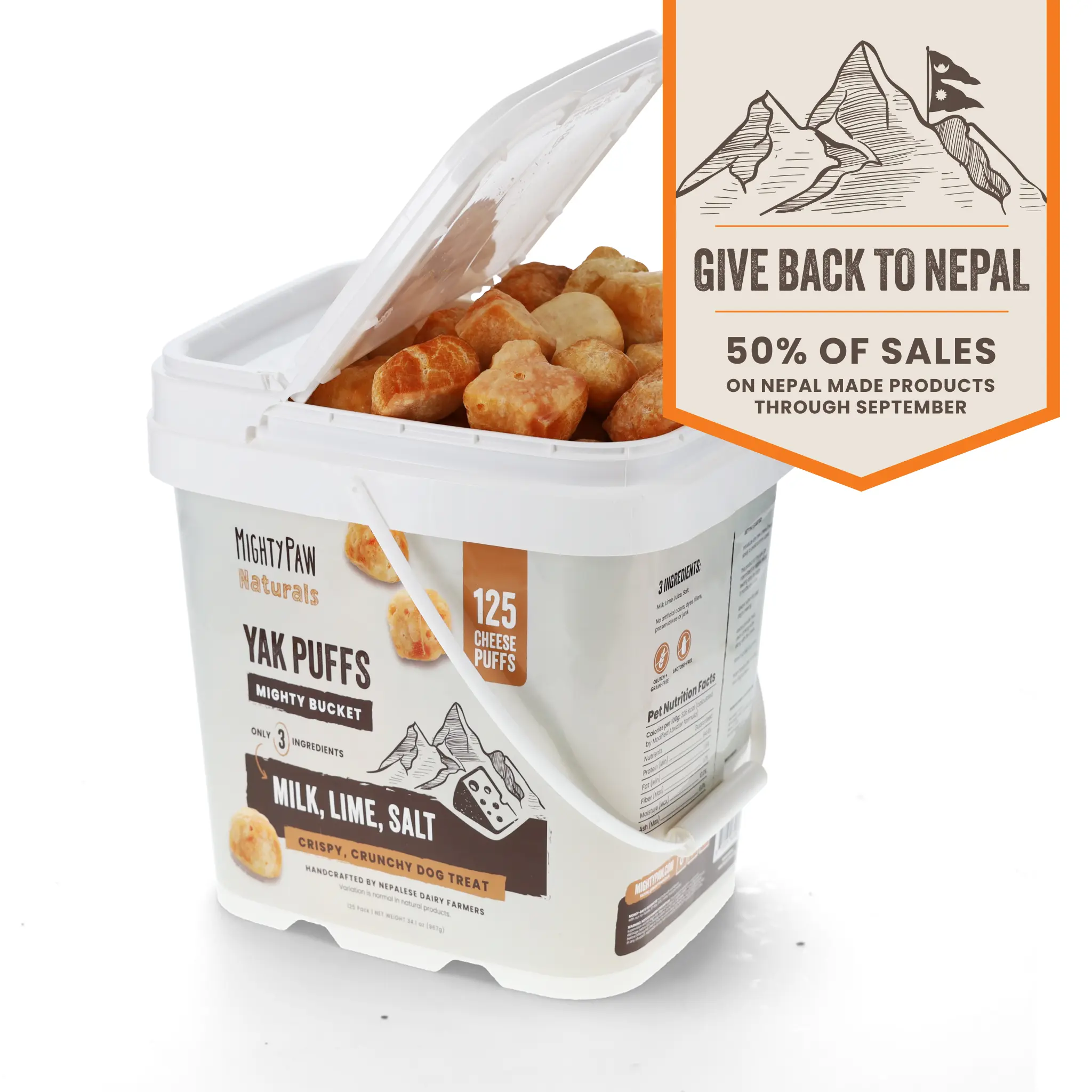 Mighty Paw Yak Cheese Puffs for Dogs - Crunchy All-Natural Pet Treats - Chews for Puppies & Dogs of All Sizes - Rich in Protein and Calcium - Easy to Chew