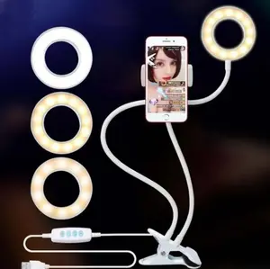 Aluminium LED Selfie Ring Light with Stand - Adjustable USB Desk Clamp Makeup Light for TikTok Live Streaming & Video Recording
