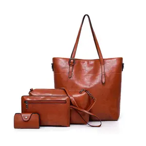 Premium Leather Bag Set - 3 Pcs Brown Tote, Crossbody & Clutch | Detachable Straps & Timeless Design | Perfect Matching Collection for Work & Travel