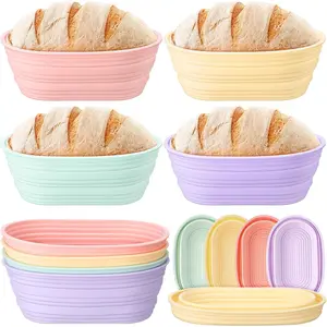 4 count  Bread Proofing Baskets Oval Banneton Basket 10" Collapsible Sourdough Bread Baking Supplies Non-stick Dough Proofing Bowls Container Oven Safe for Breads Making ( Color)