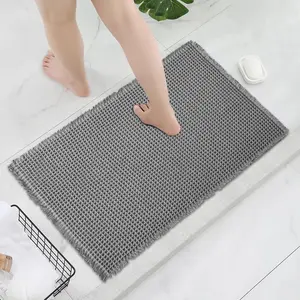 Upgraded Waffle Bath Mat, Super Absorbent Non Slip Bath Mats for Bathroom Floor, Machine Washable Bathroom Rugs with Tassels, Rubber Backed Bathroom Mats, Ultra Soft Bath Mat Set Bath Textiles