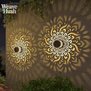 Solar Outdoor Waterproof Wall Lantern with Mandala Pattern, Wrought Iron Decorative Wall Sconce, Motion Sensor Garden Light for Villa, Patio & Yard, Warm Glow Hanging Lamp for Outdoor Landscape & Pathway Lighting,summervibes