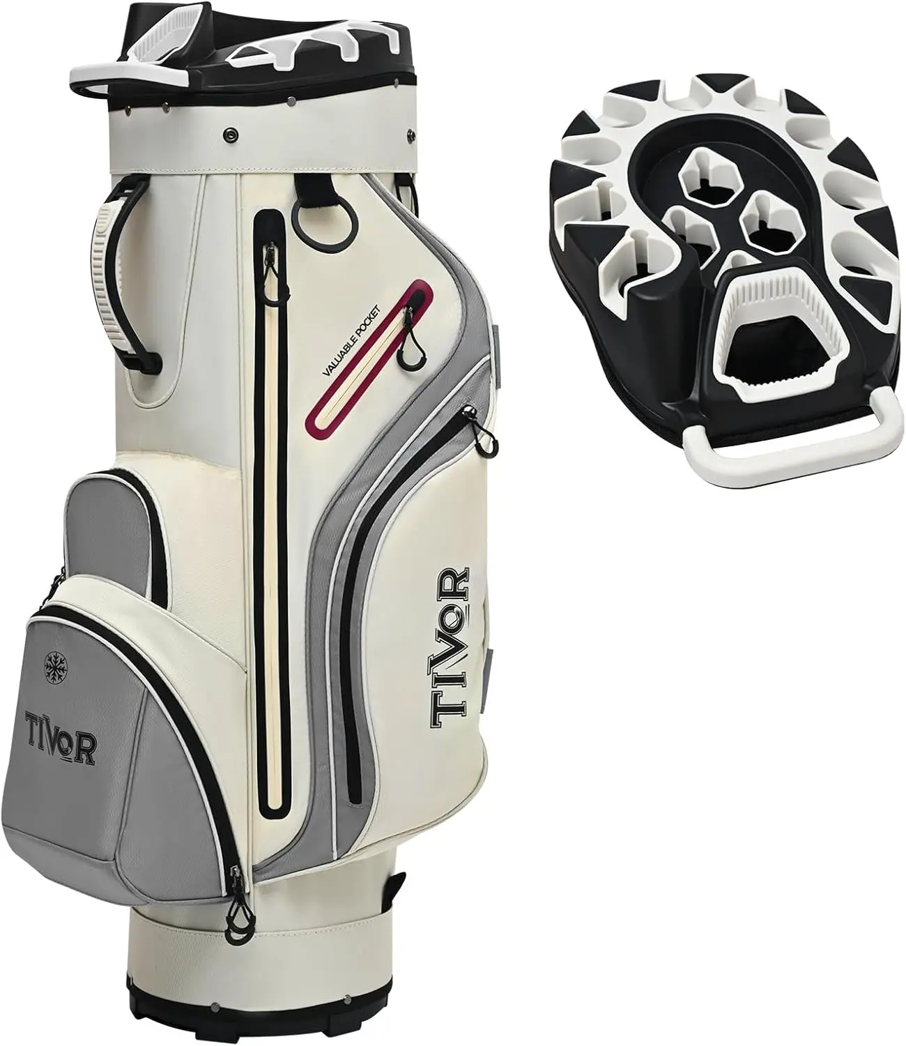 TIVOR 2026 T-Lock Golf Cart Bag-14-Way Full-Length Dividers,9 Pockets, Easy-Access Handle & Ergonomic Straps | Perfect for Cart & Walking, Includes Rain Cover