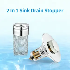 Bathroom sink Stopper,HairCatcher,drainplug,sink drain filter,2 in 1 sinkdrain,anti-odorstopper,jewlery saver,portableshower drain hairstopper,sink bathtubshower,anti-clogfilter,universal drain haircatcher,stainless steelmetal,drain hair filter