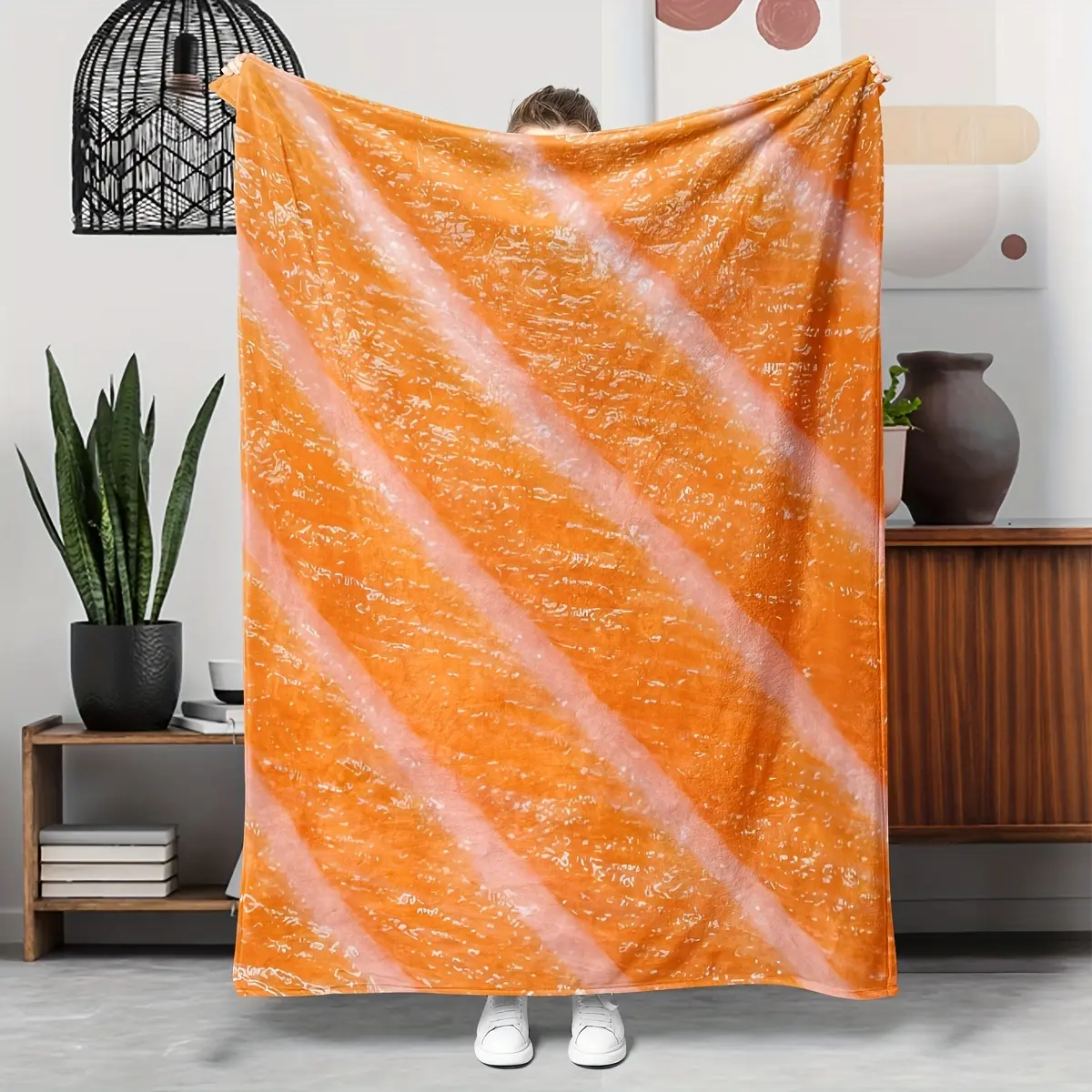 1pc Fleece Blanket, Salmon Sushi, Cheese Crackers, Mexican Burrito Omelette, Cheese Blanket, Soft And Warm Comfortable Sofa Bed Office Blanket, Small Throw Blanket, Nap Blanket, Halloween Christmas Gift
