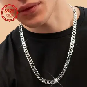 Italian S925 Silvery 10Mm Cuban Chain Necklace, Hip Hop Style Men'S And Women'S Fashion And Durable Design - Perfect Gift, All Occasions, Weddings, Valentine'S Day, Halloween, Christmas, Anniversaries