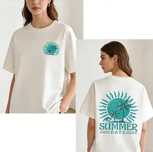 Women'S White T-Shirt - Tropical Beach Holiday Tee Featuring Summer Days Text And A Palm Tree Design - Lightweight Casual Shirt For Daily Wear - Machine Washable Summer Attire, Suitable For Warm Weather,women summer top