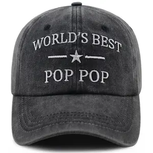 Pop Pop Gifts from Grandkids Daughter Son, Funny World's Best Grandpa Hat, Adjustable Cotton Embroidered Grandfather Baseball Cap, Fathers Day Retirement Birthday Gifts for Grandpa Dad Men Friend