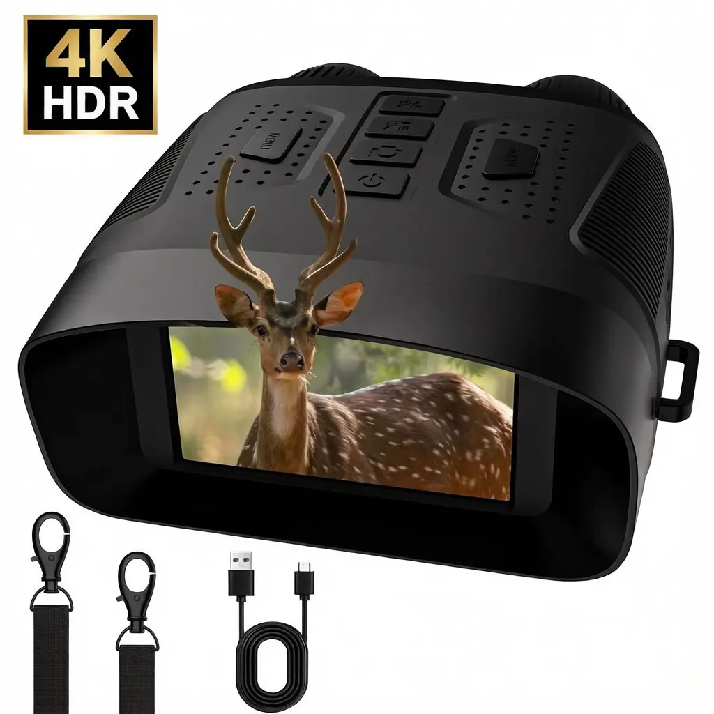 4K HDR Night Vision Goggles, 0.5M-800M Infrared Night Vision Binoculars, 4-Level Screen Brightness,Type-C Rechargeable for Hunting Camping Wildlife Observation, Cool Tech Birthday Gift for Men/Dad/Husband, Hunters & Outdoor Adventures