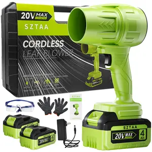 SZTAA 1500W Turbo Jet Blower CYJ-2D-green Cordless Leaf Blower with 2 Batteries 20V Max 4Ah Brushless Pure Copper Motor for Car Drying & Garden Maintenance