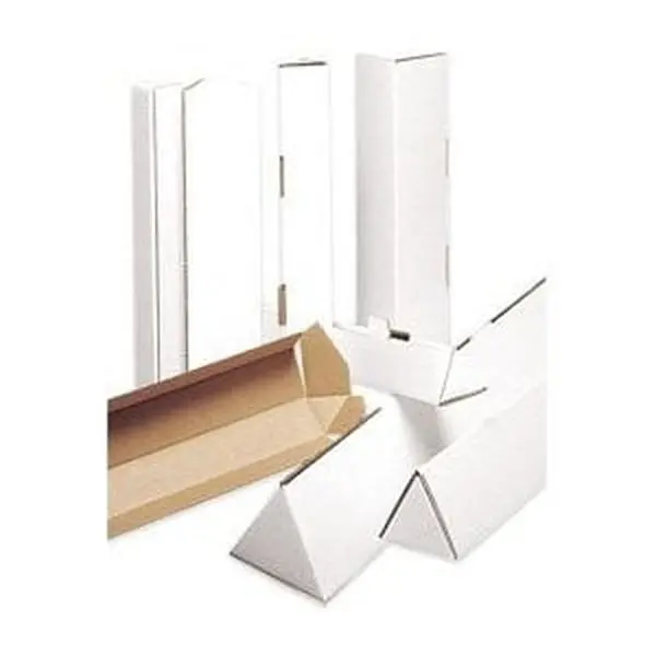 Box Partners MTM324 Triangle Mailing Tubes (50-Pack) - 3 in. x 24 in., 200#/ect-32-b Oyster White Corrugated, Locking Tabs, No Tape or Glue Needed, Ship Flat to Save Space, Easier to Pack & Ship, One Piece, 50 Triangle Tubes