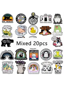 20pcs/set Random Mixed Cute Cartoon Pins, Fun Backpack Pins Set, Versatile Pins for Bags, Hats, Pouches, All-Season Accessory Decorations