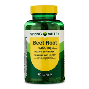 Spring Valley Beet Root Supplement 1000 mg 90 Capsules Dietary Supplement Supports Heart Health, Blood Flow & Stamina - Healthcare Fitness